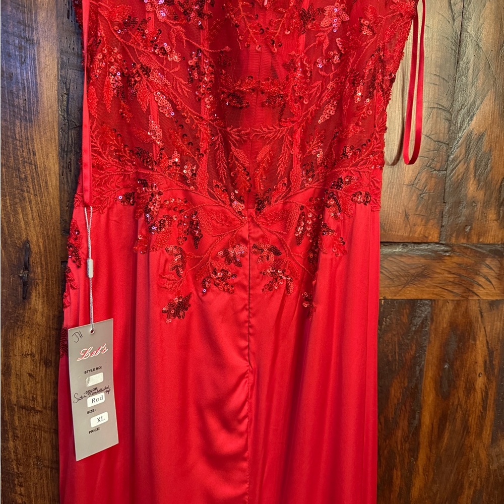 Elegant Red Sequin Gown prom dress